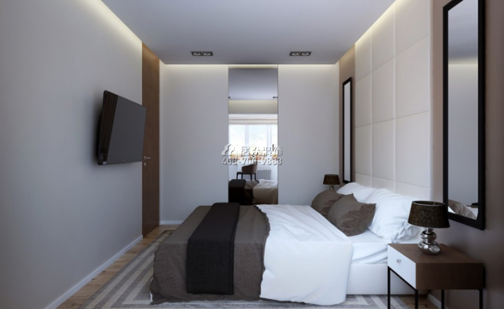 悦西溪89平方米现代简约风格平层户型卧室装修效果图