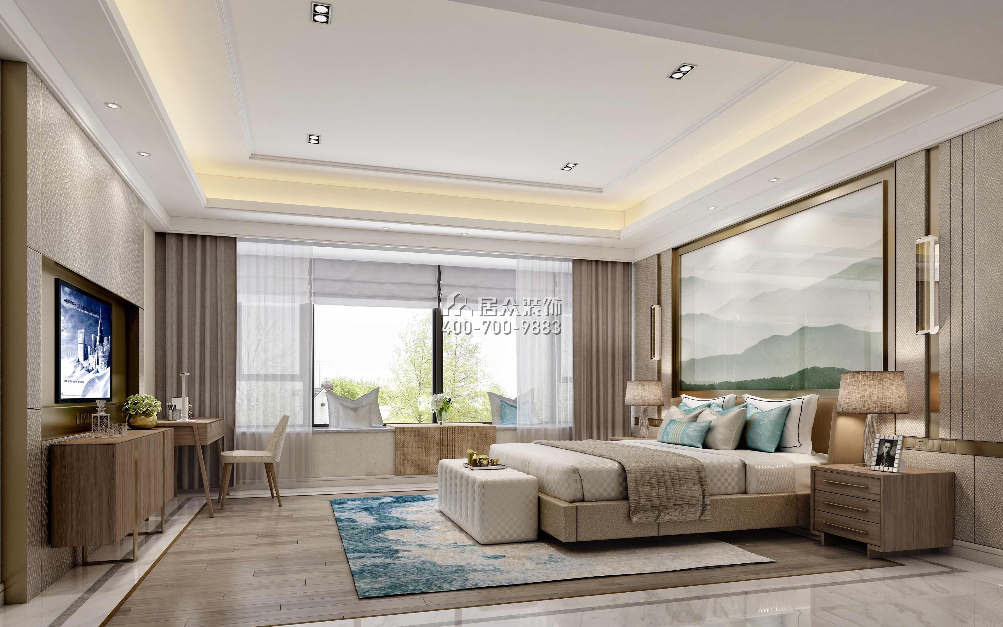 锦绣山河三期350平方米混搭风格平层户型卧室装修效果图