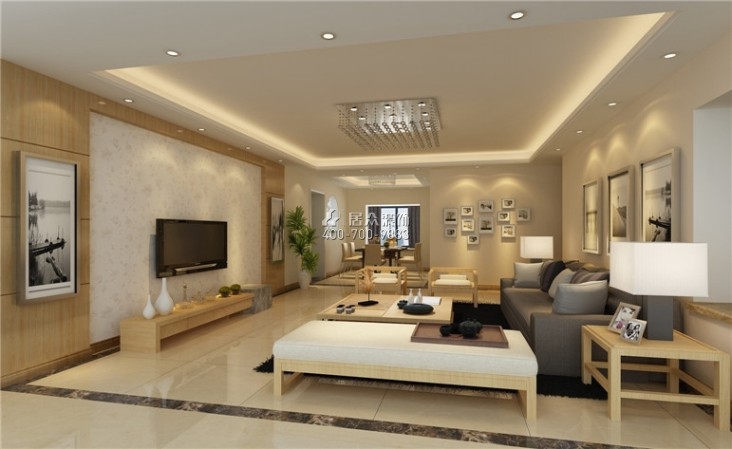中华仁家120平方米现代简约风格平层户型客厅装修效果图