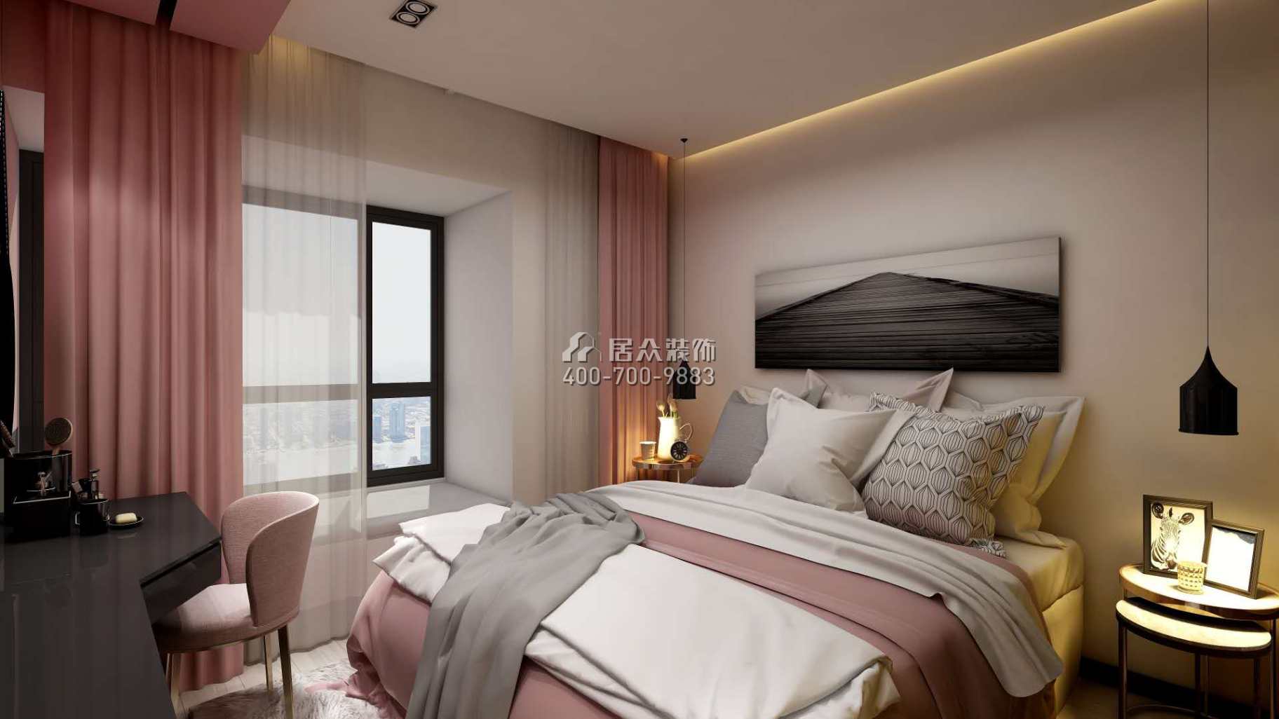 海语西湾花园86平方米现代简约风格平层户型卧室装修效果图