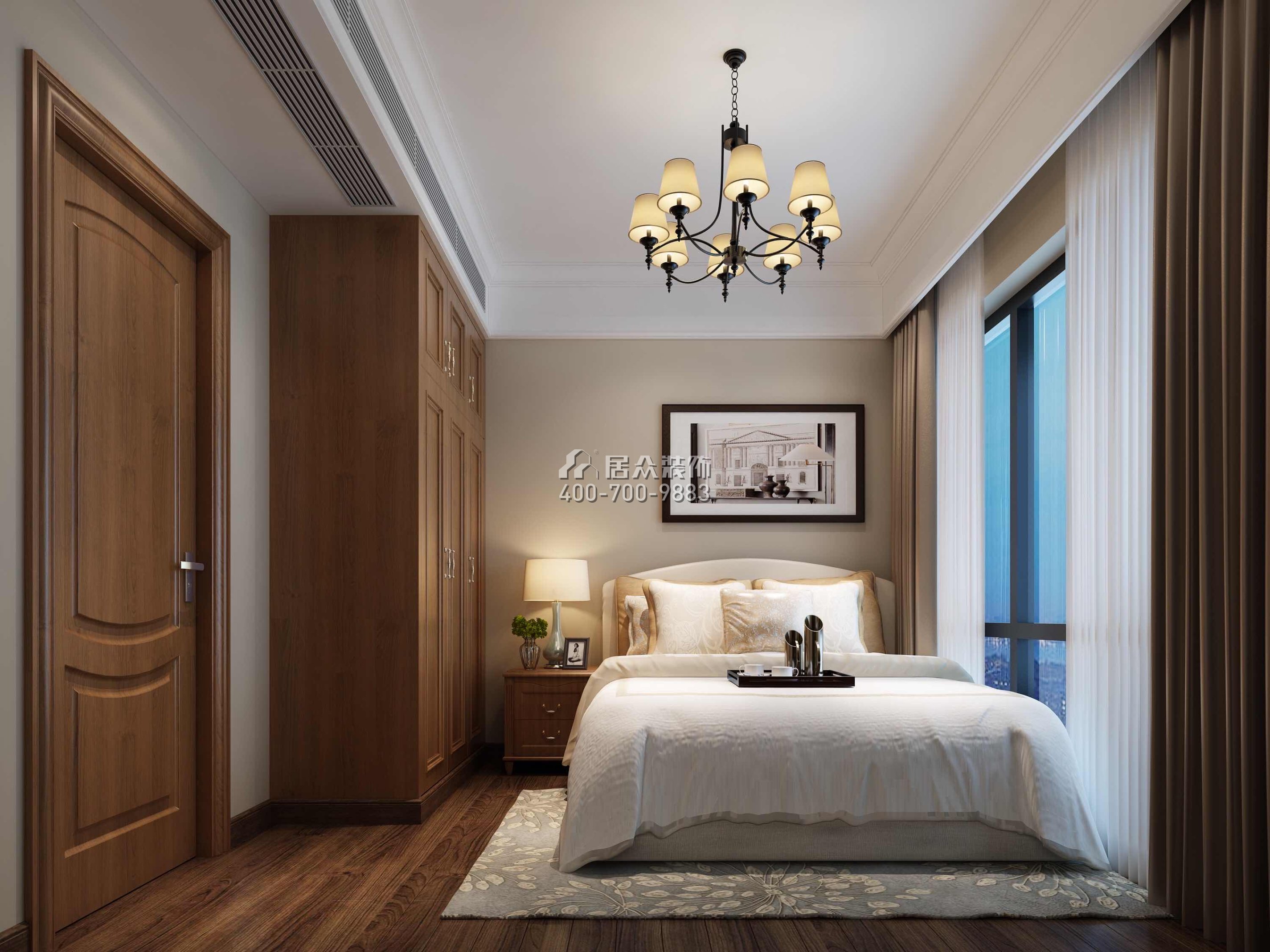 君悅龍庭205平方米中式風格平層戶型臥室裝修效果圖
