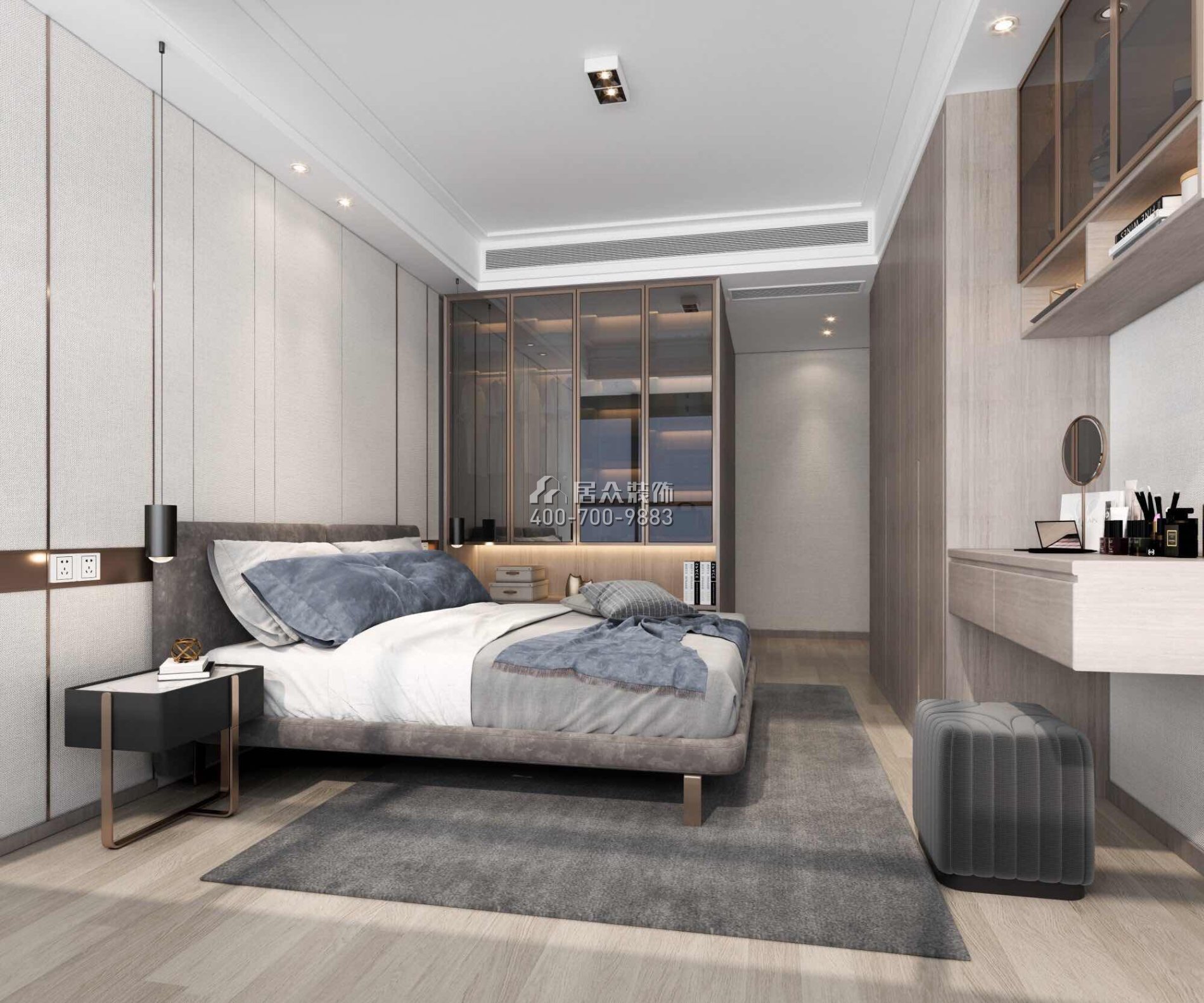 天鹅堡三期122平方米现代简约风格平层户型卧室装修效果图