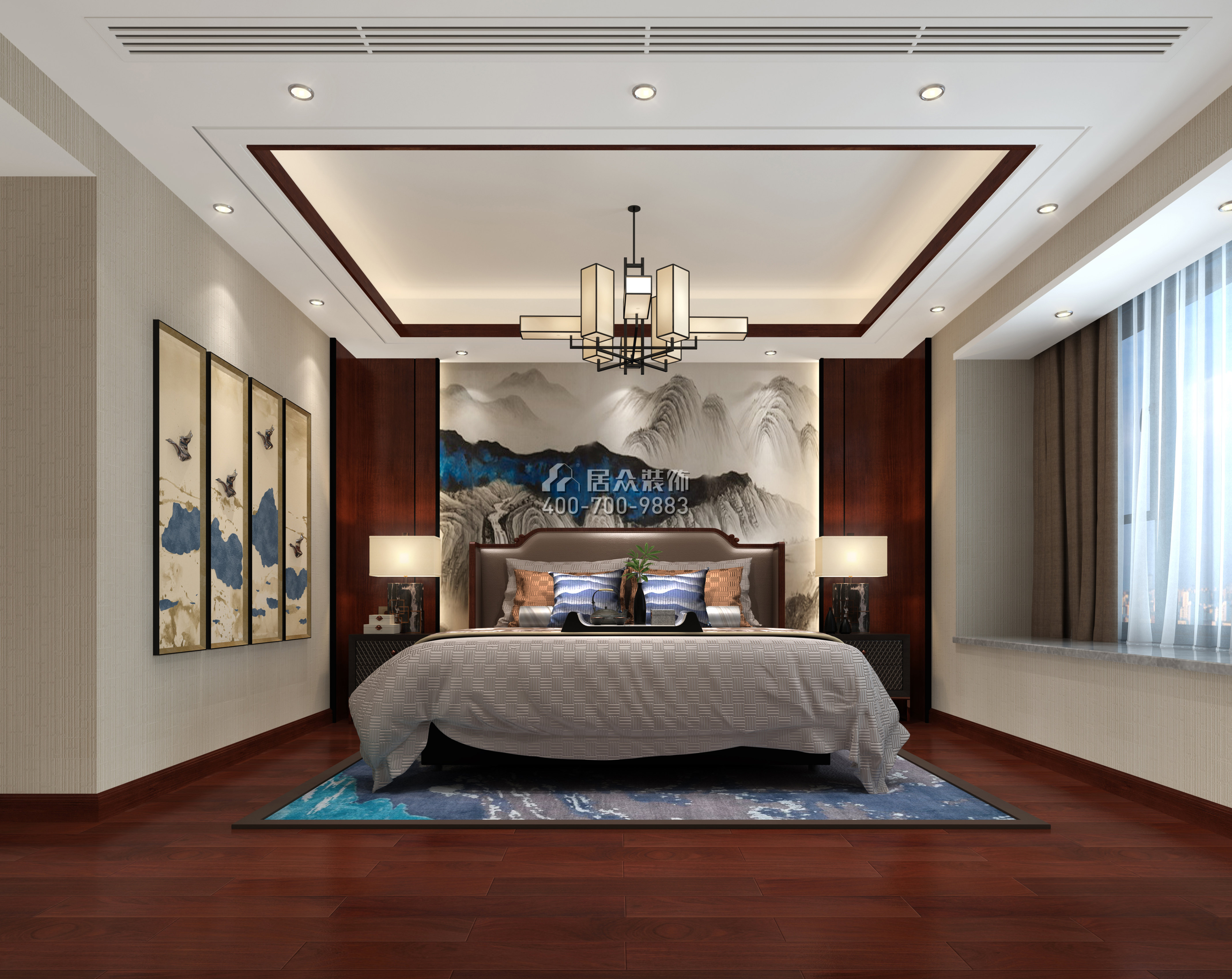 格力海岸480平方米中式风格复式户型卧室装修效果图