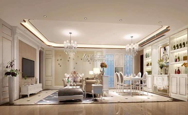 海公馆127平方米欧式风格平层户型客厅装修效果图