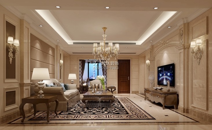 富丰新城200平方米欧式风格平层户型客厅装修效果图