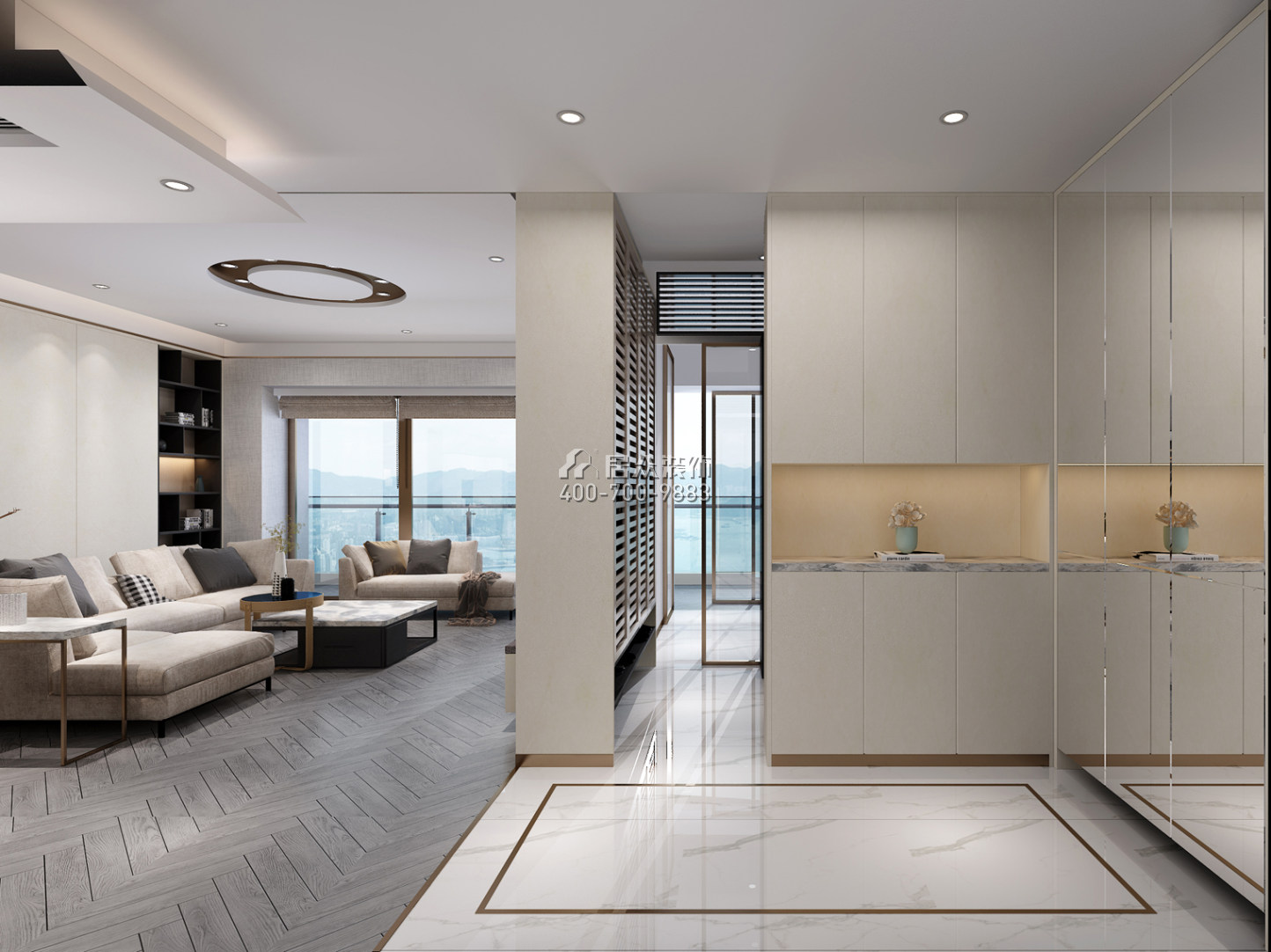 华润城润府二期206平方米现代简约风格平层户型客厅装修效果图