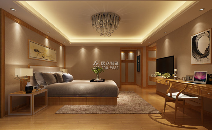 维港半岛240平方米中式风格平层户型卧室装修效果图