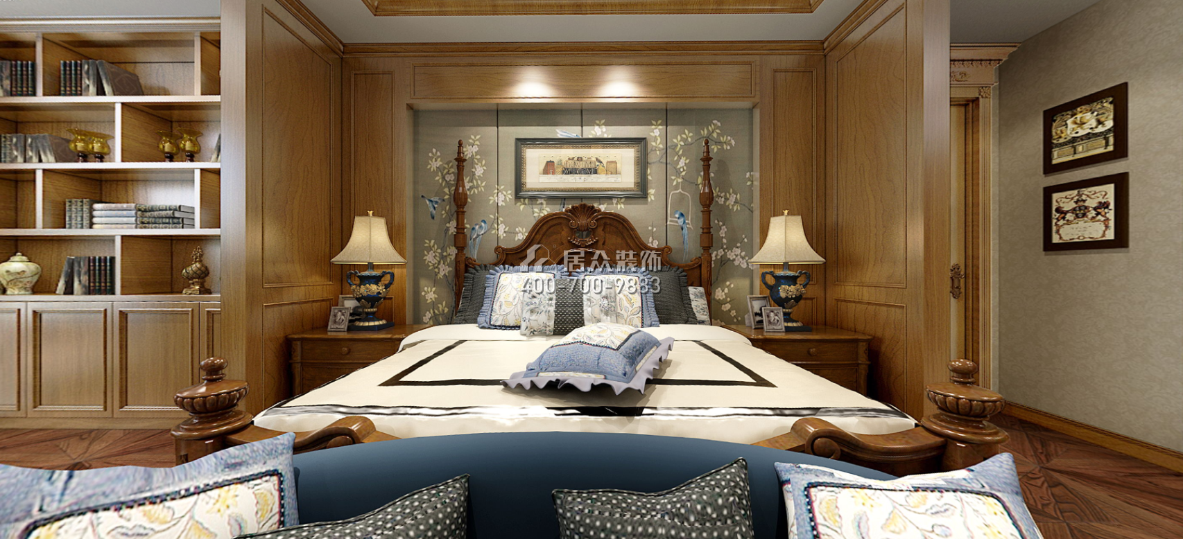 托斯卡纳320平方米美式风格别墅户型卧室装修效果图