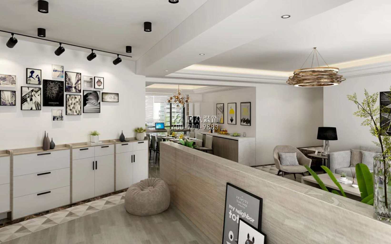 奧林華府183平方米現代簡約風格平層戶型客廳裝修效果圖