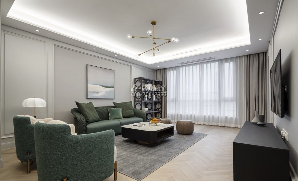 海榮豪苑107平方米美式風格平層戶型客廳裝修效果圖