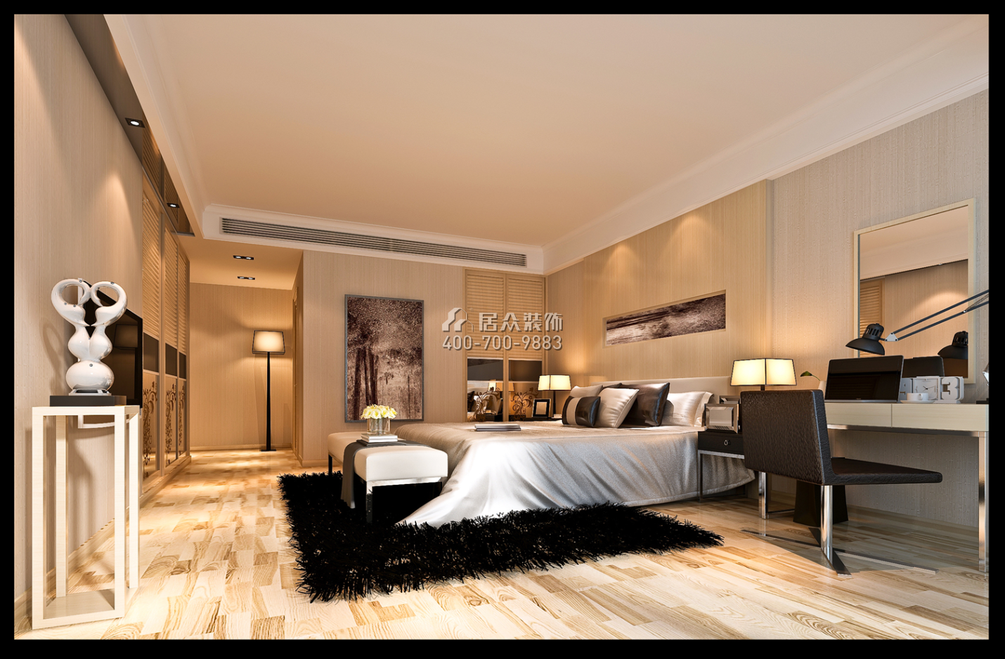 熙园一期168平方米现代简约风格平层户型卧室装修效果图