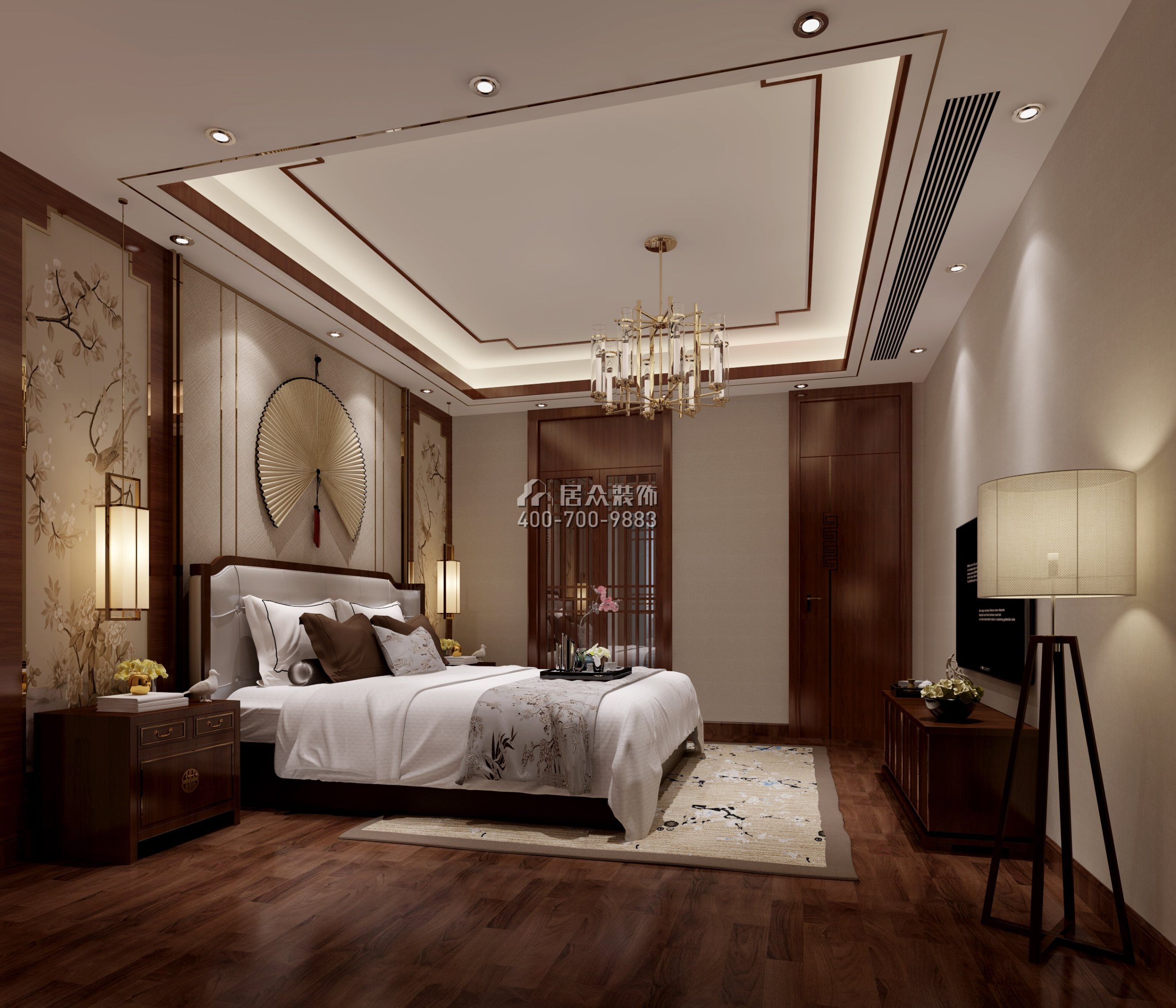 一方中心220平方米中式风格平层户型卧室装修效果图