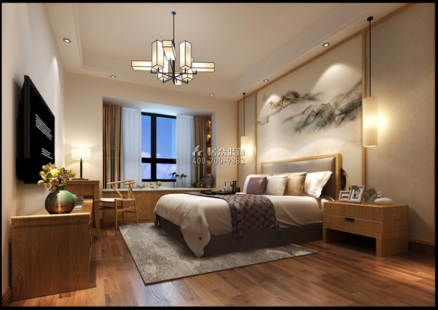 月珑湾豪庭200平方米现代简约风格复式户型卧室装修效果图