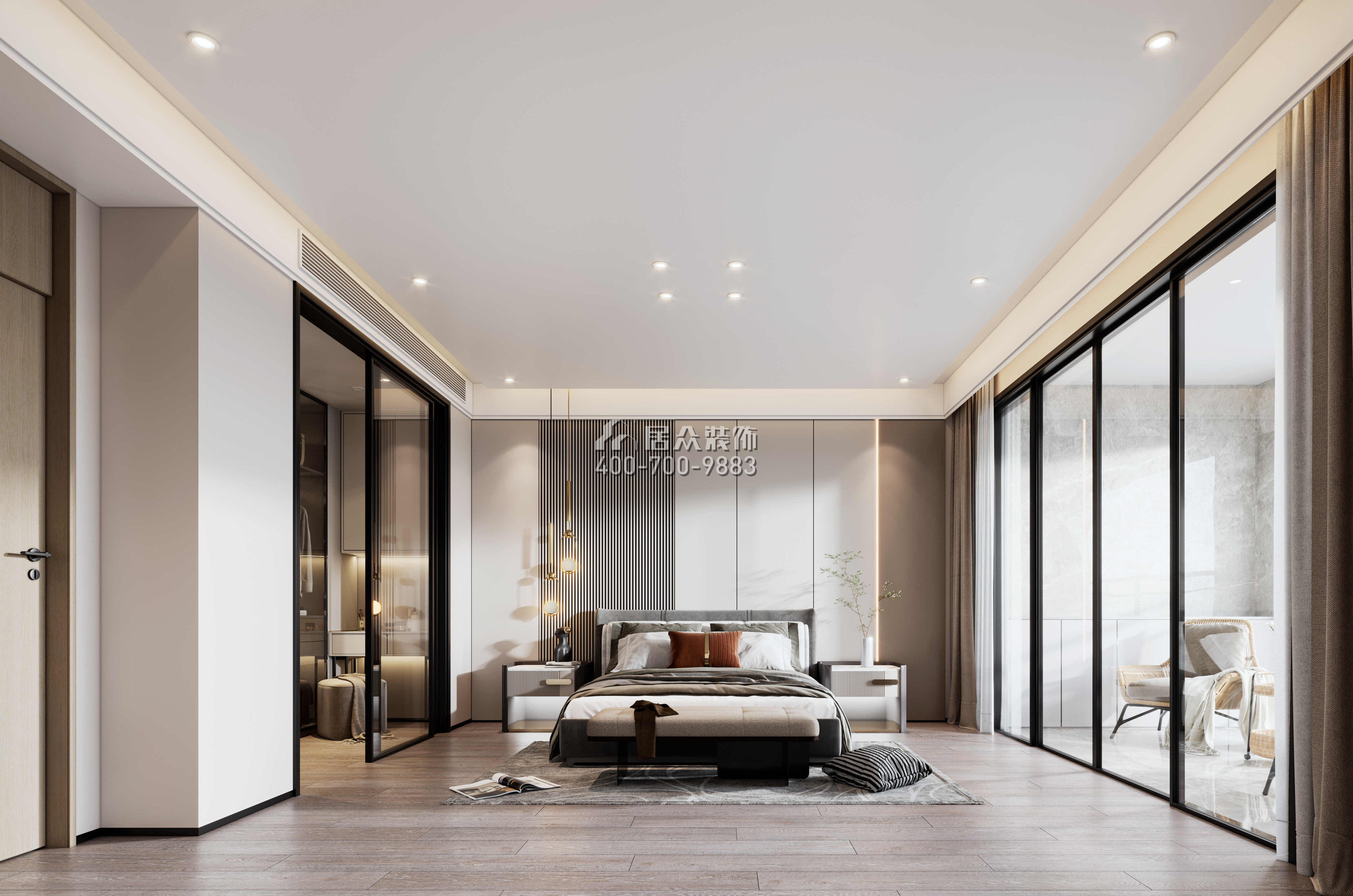 金天地悦湾450平方米现代简约风格叠墅户型卧室装修效果图
