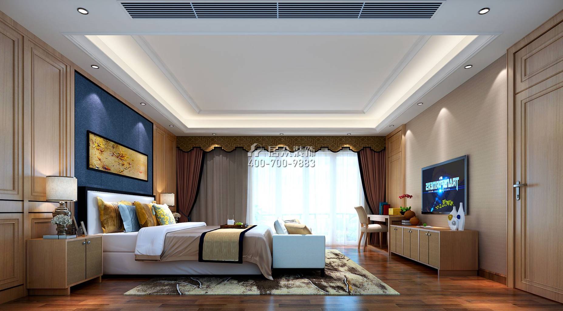 中信水岸城226平方米中式风格平层户型卧室装修效果图