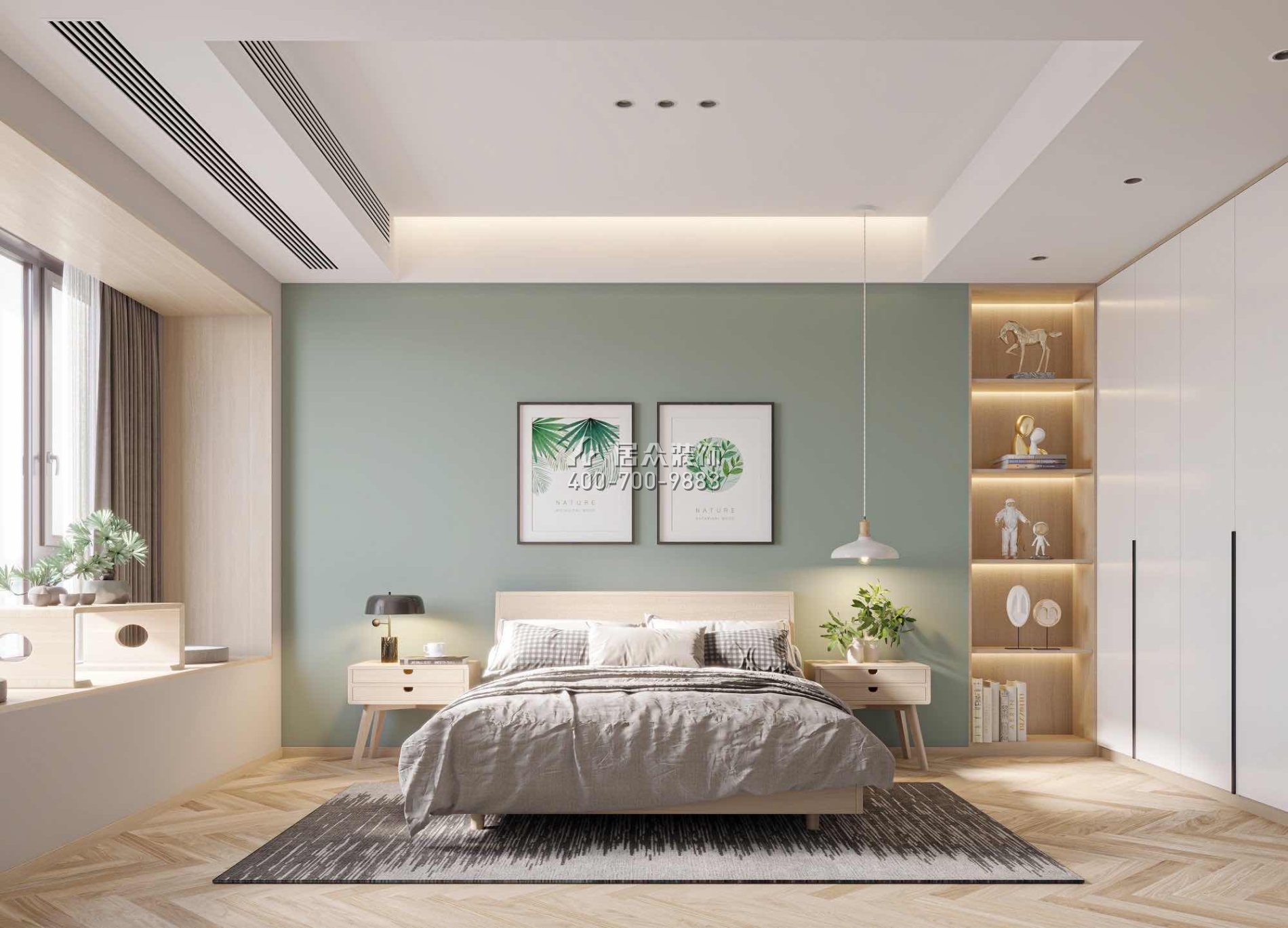 恒裕水墨兰亭350平方米其他风格复式户型卧室kok电竞平台效果图