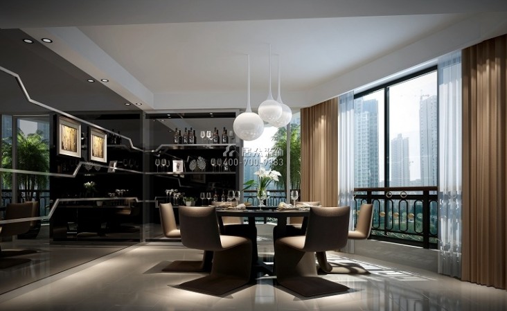 丽晶大厦190平方米现代简约风格复式户型餐厅装修效果图