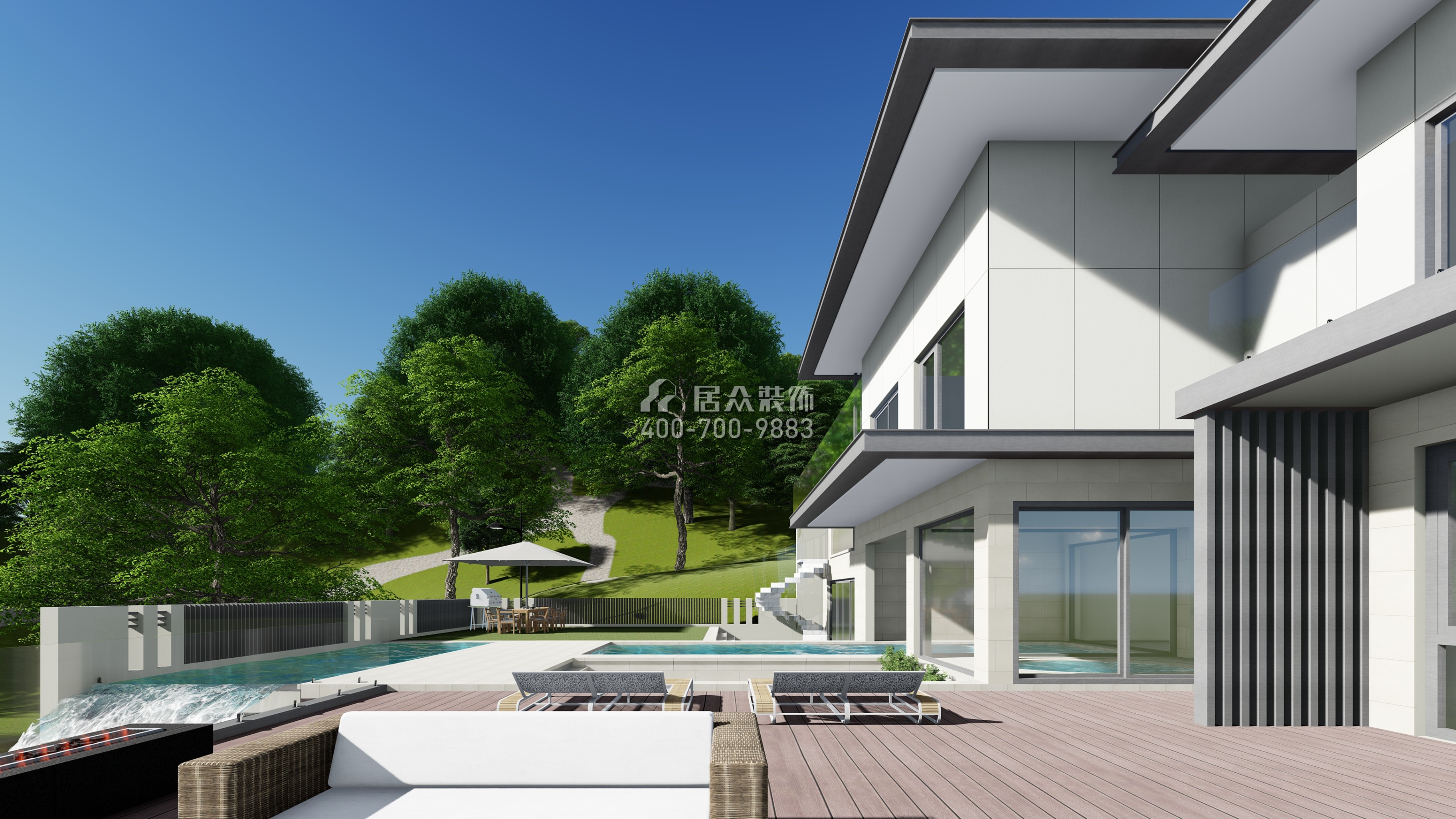 湘江壹號1200平方米現代簡約風格別墅戶型裝修效果圖