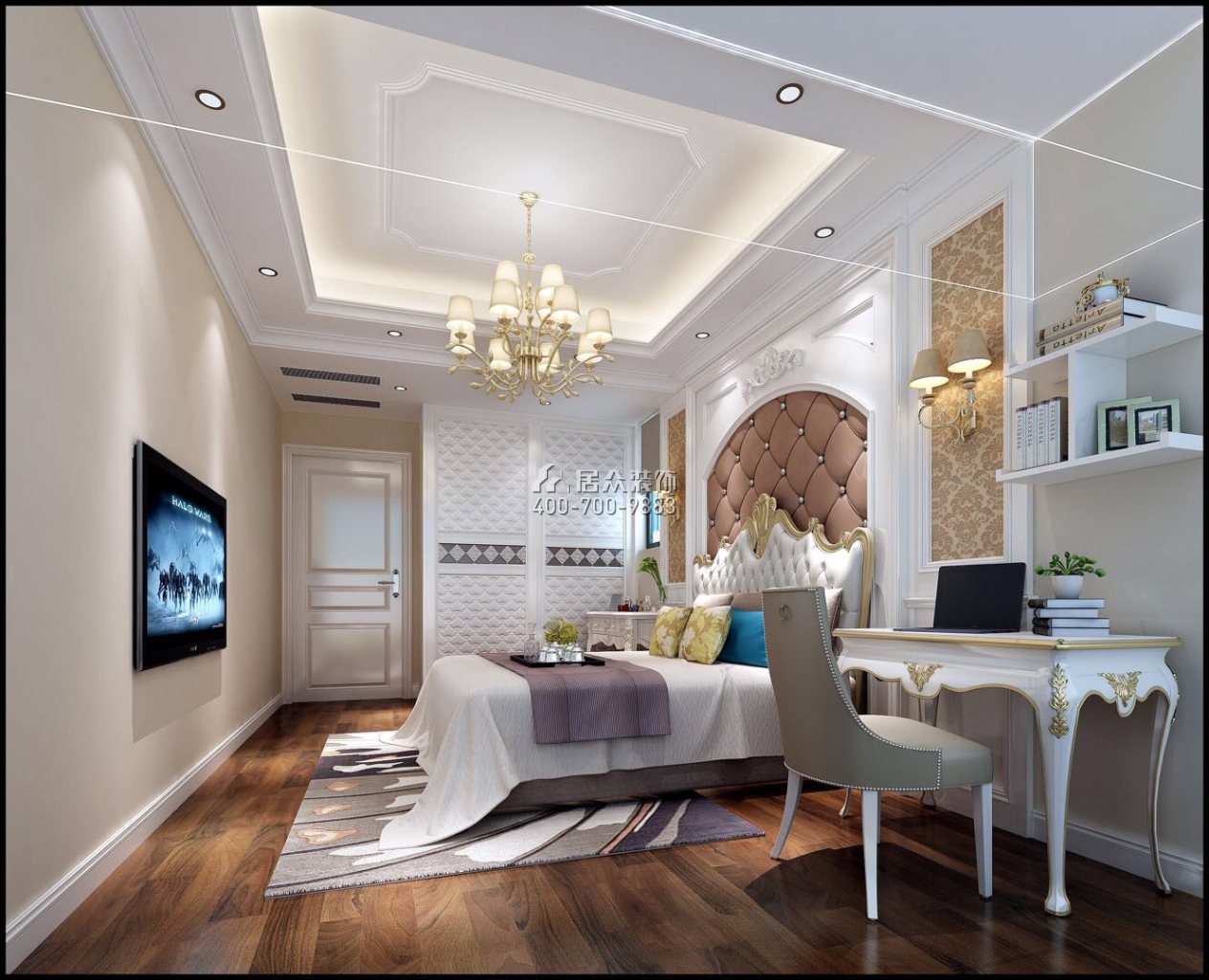 光明1号89平方米欧式风格平层户型卧室装修效果图