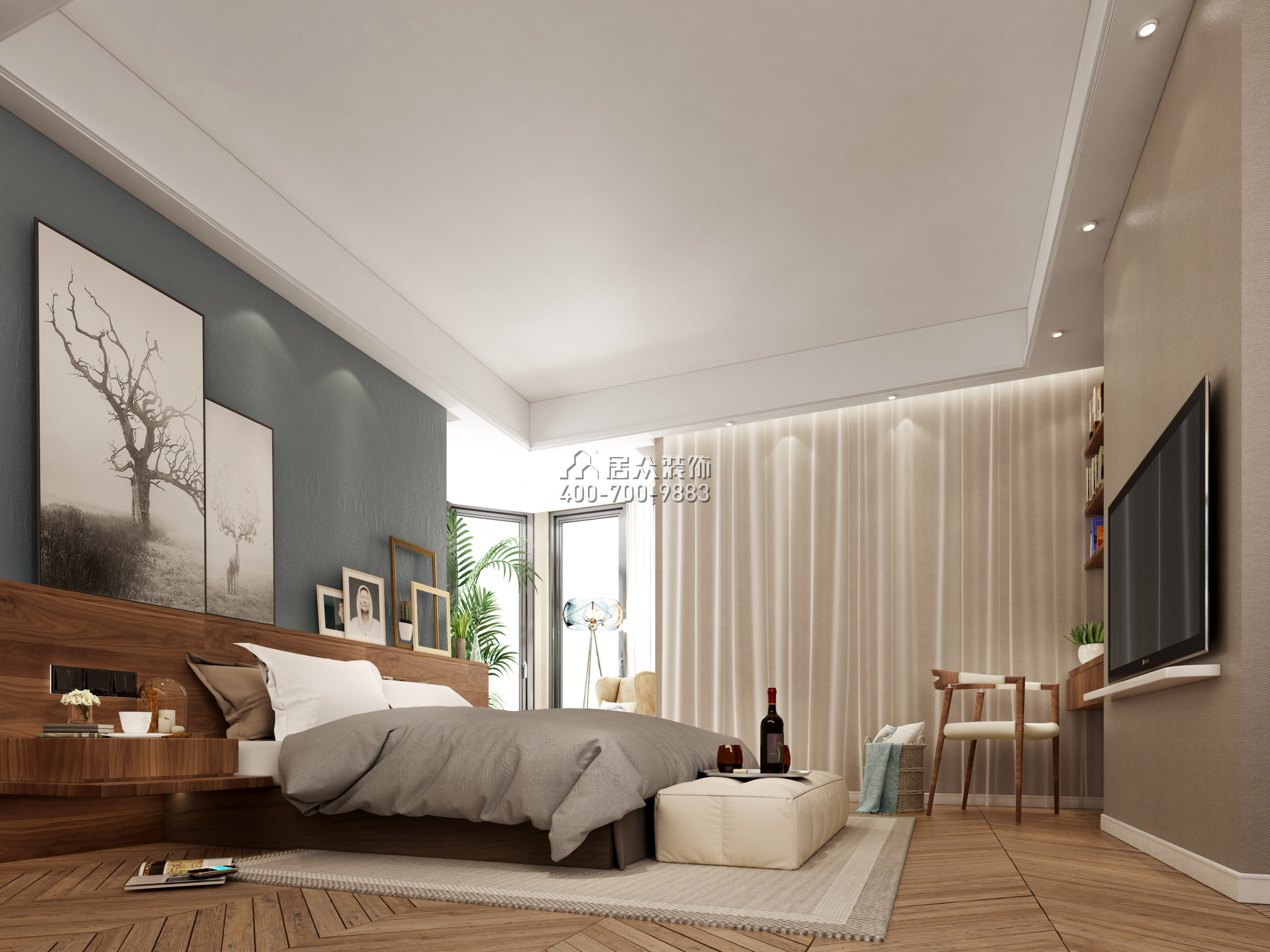 雍景閣180平方米美式風格平層戶型臥室裝修效果圖