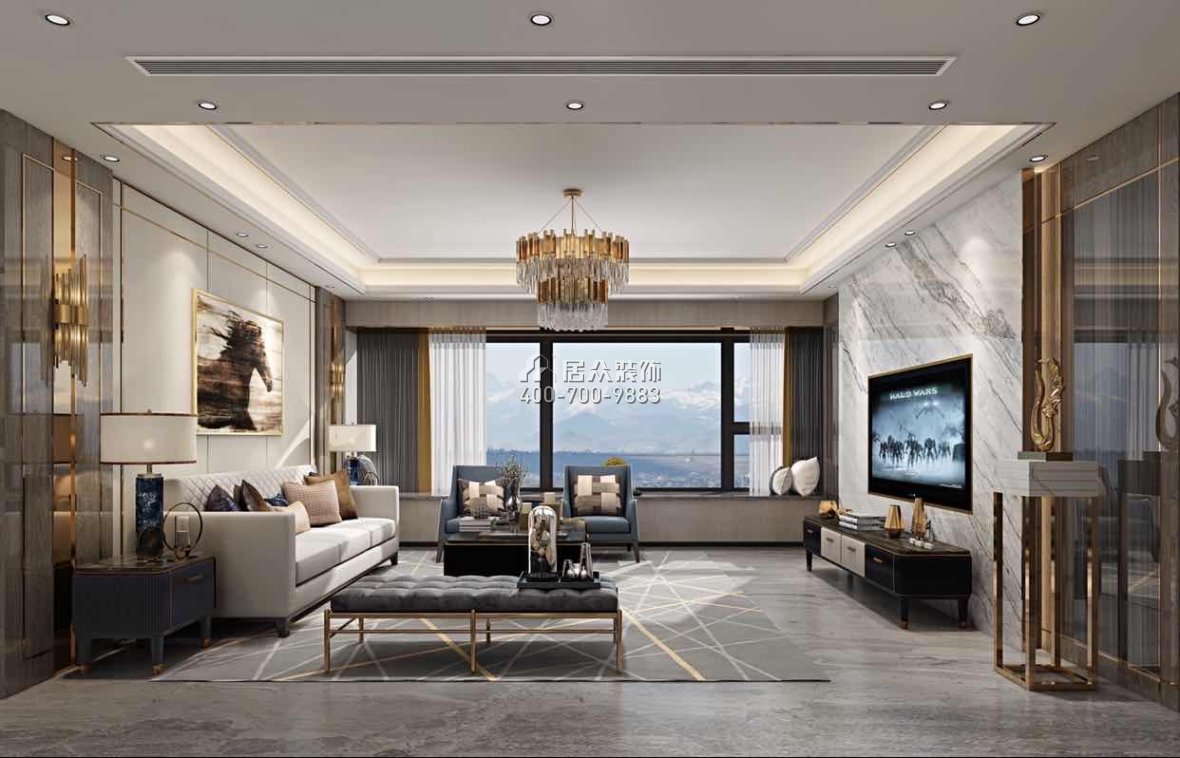 香山美墅五期171平方米现代简约风格平层户型客厅装修效果图