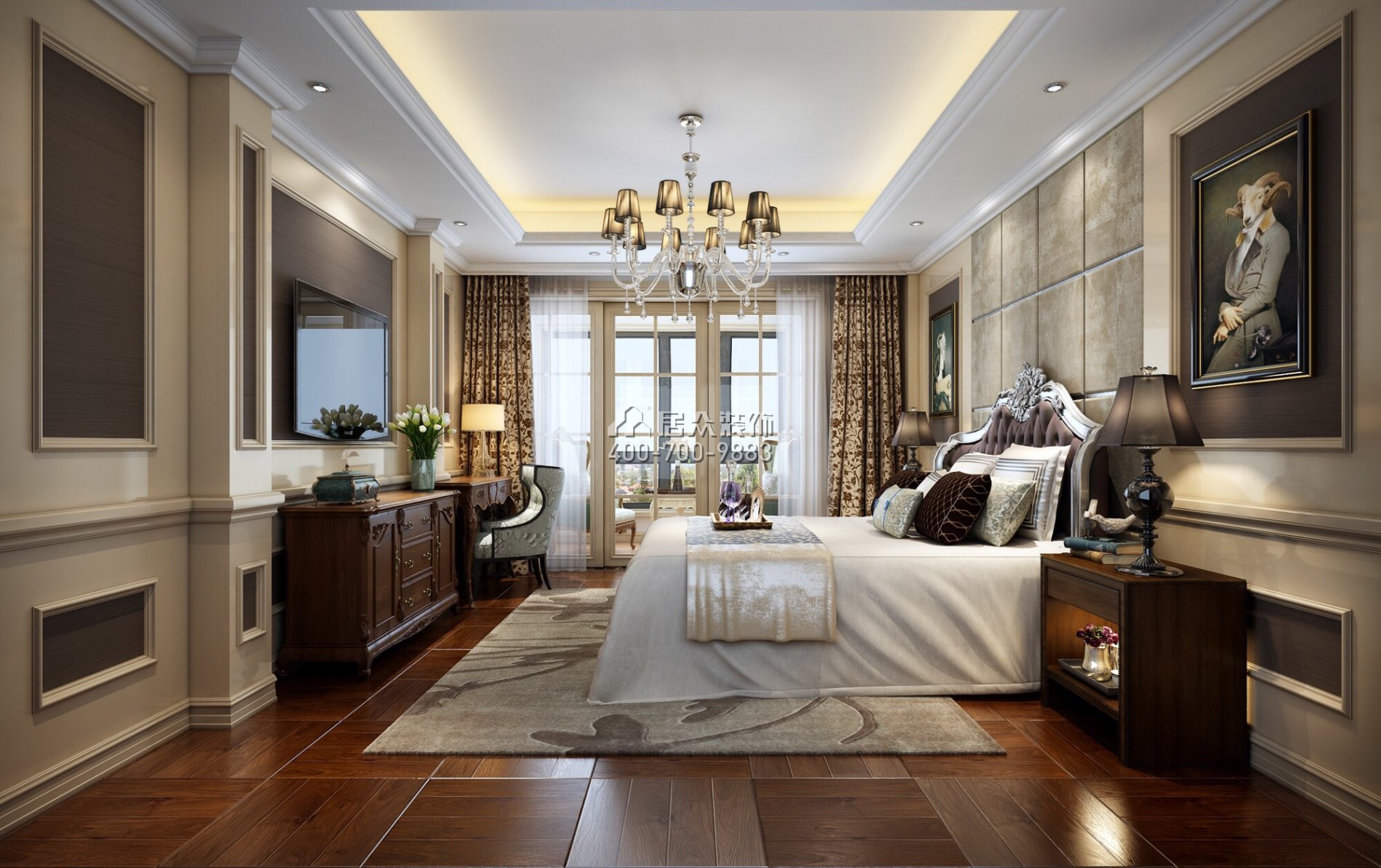 凯旋门205平方米欧式风格平层户型卧室装修效果图