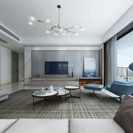 湘江一号200平方米现代简约风格平层户型客厅装修效果图