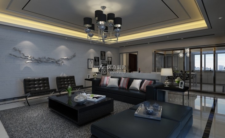 紫园130平方米现代简约风格平层户型客厅装修效果图