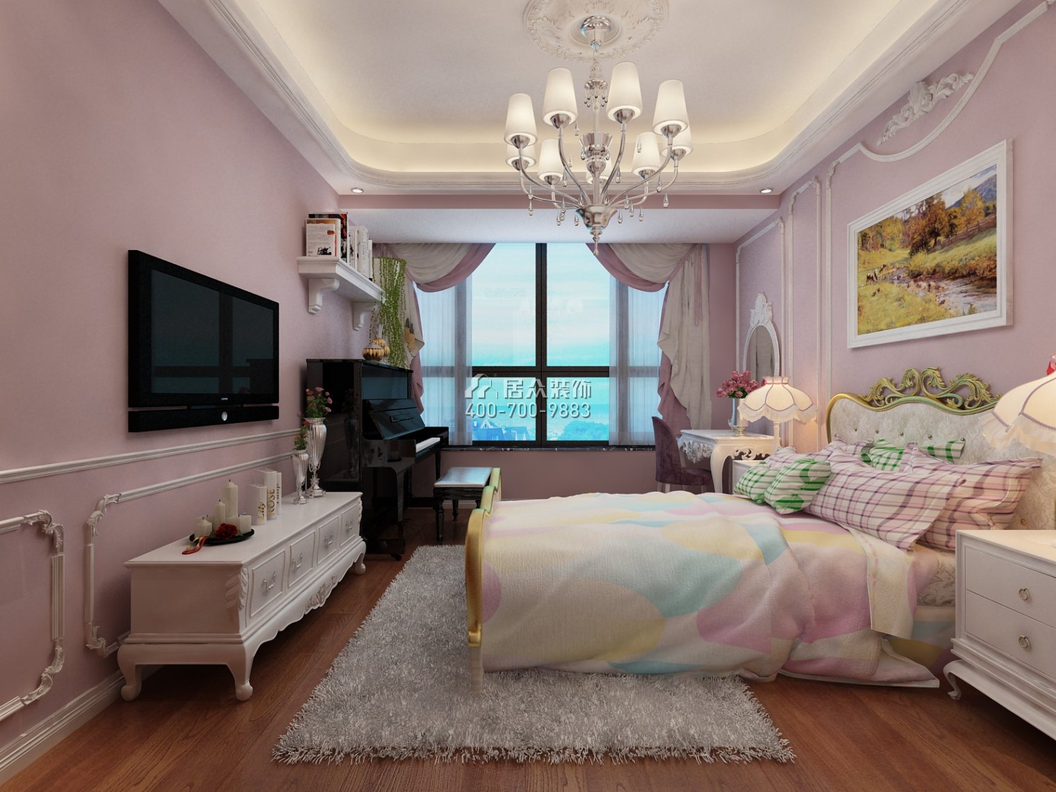 北辰三角洲175平方米现代简约风格平层户型卧室装修效果图