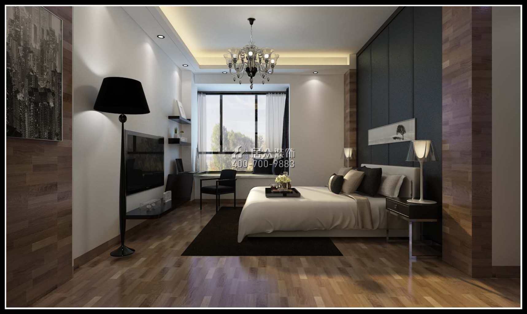 岭南隽庭180平方米现代简约风格平层户型卧室装修效果图