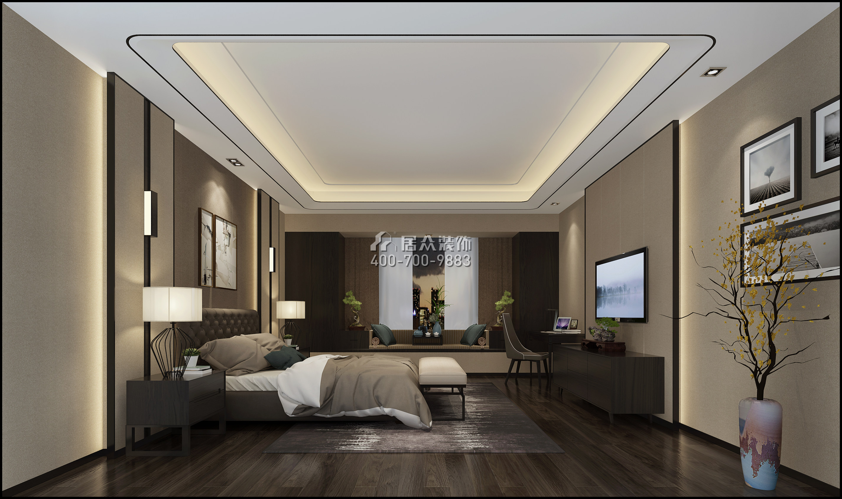 锦绣花园四期280平方米现代简约风格平层户型卧室装修效果图