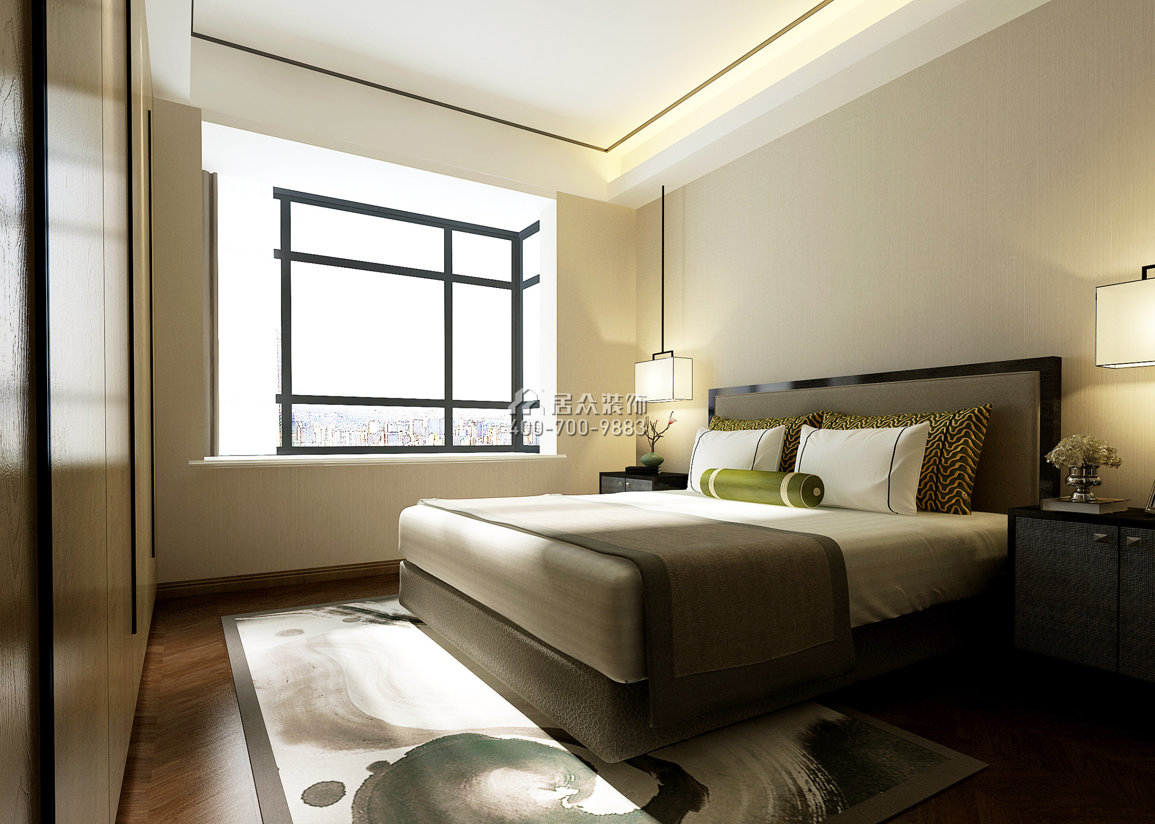 德景园159平方米中式风格平层户型卧室（中国）科技有限公司官网效果图
