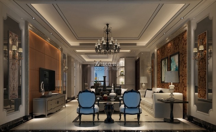 星河丹堤210平方米新古典風格平層戶型客廳裝修效果圖