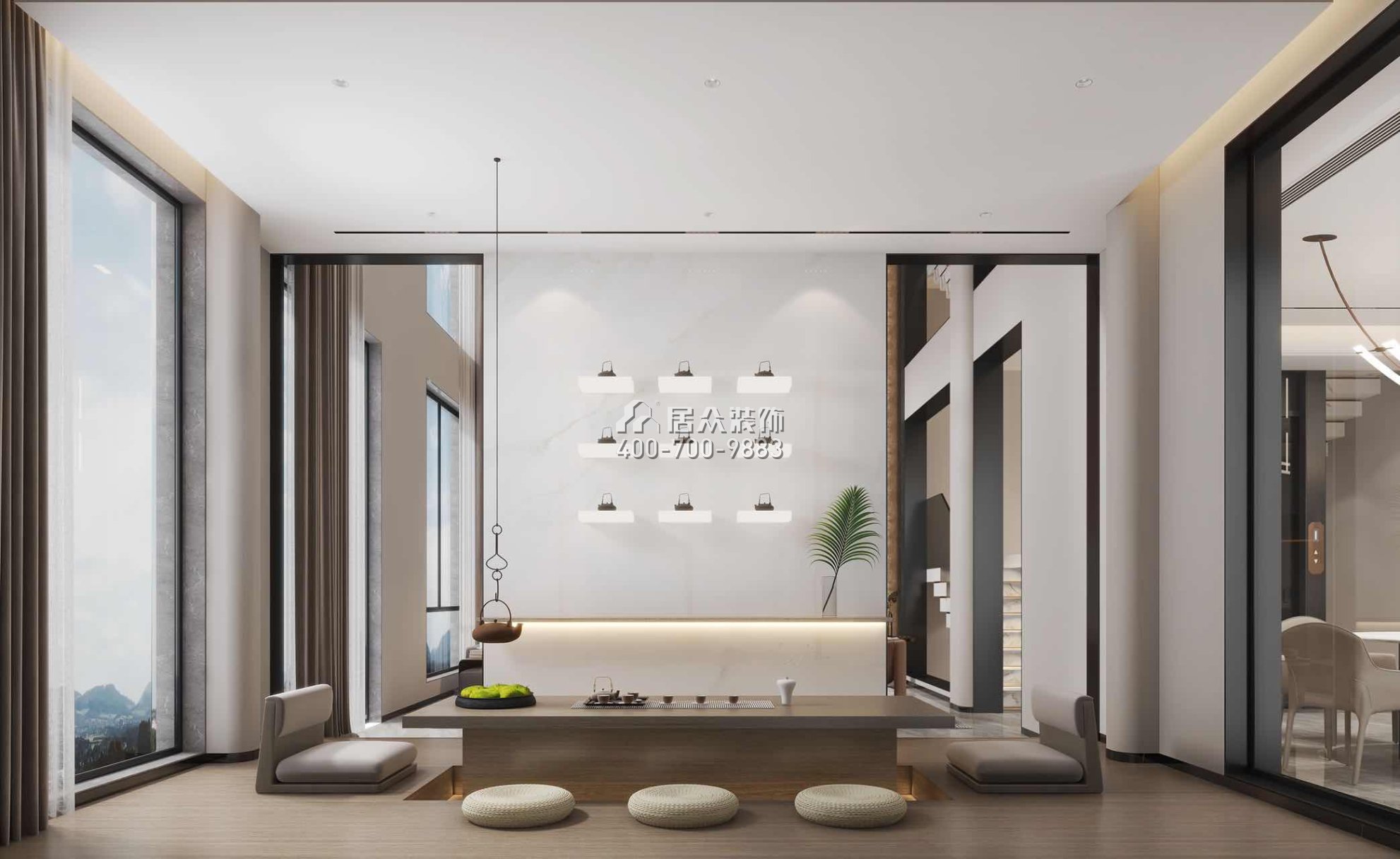 金色半山360平方米現代簡約風格別墅戶型茶室裝修效果圖