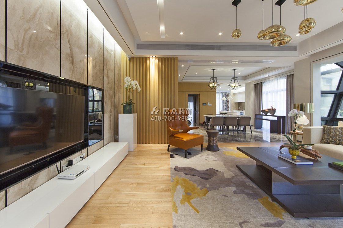 保利国际广场200平方米现代简约风格平层户型客厅装修效果图