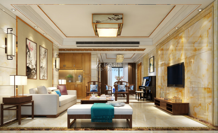 三湘海尚175平方米中式风格平层户型客厅装修效果图