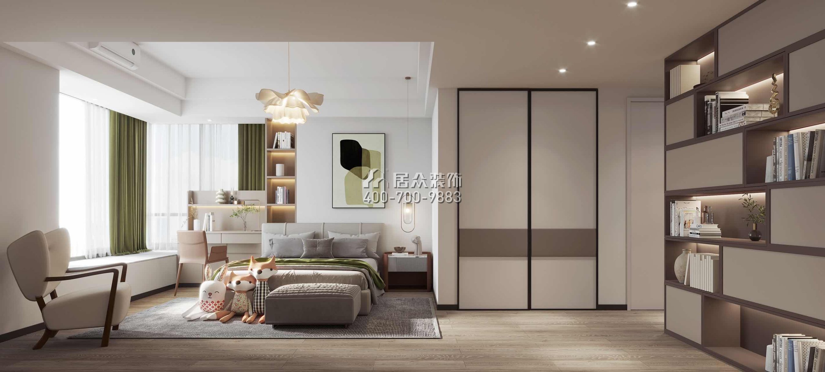 华发世纪城240平方米现代简约风格复式户型卧室装修效果图