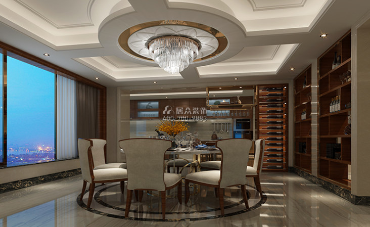 凯景中央首座320平方米现代简约风格自建房户型餐厅装修效果图