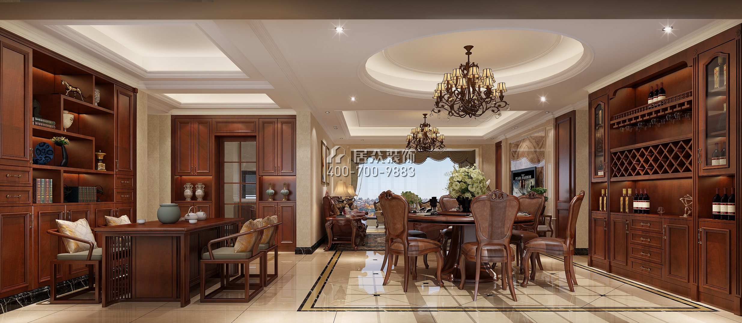 星河丹堤180平方米欧式风格平层户型餐厅kok电竞平台效果图