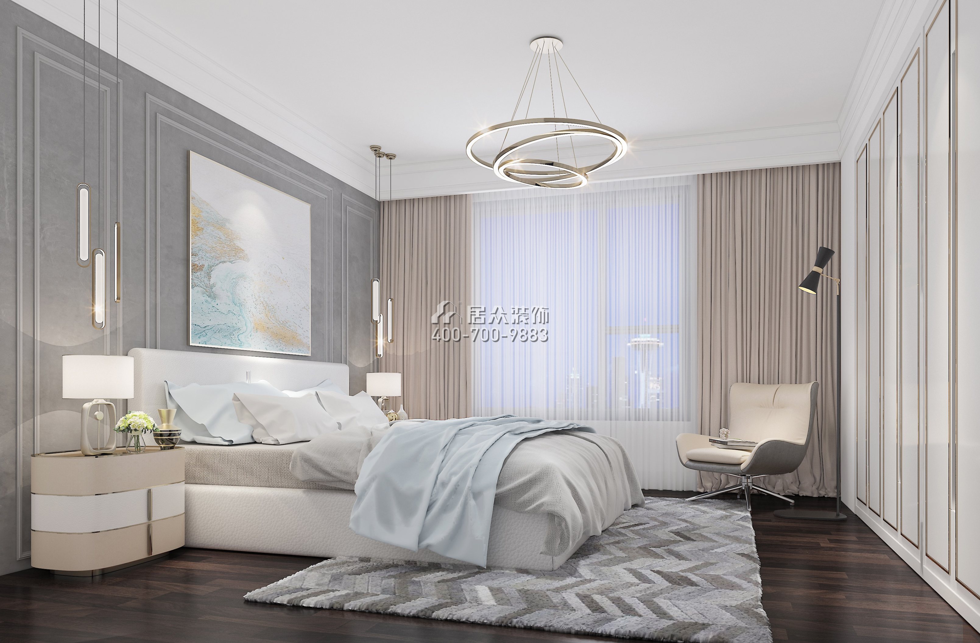龙湖璟宸原著240平方米现代简约风格复式户型卧室装修效果图
