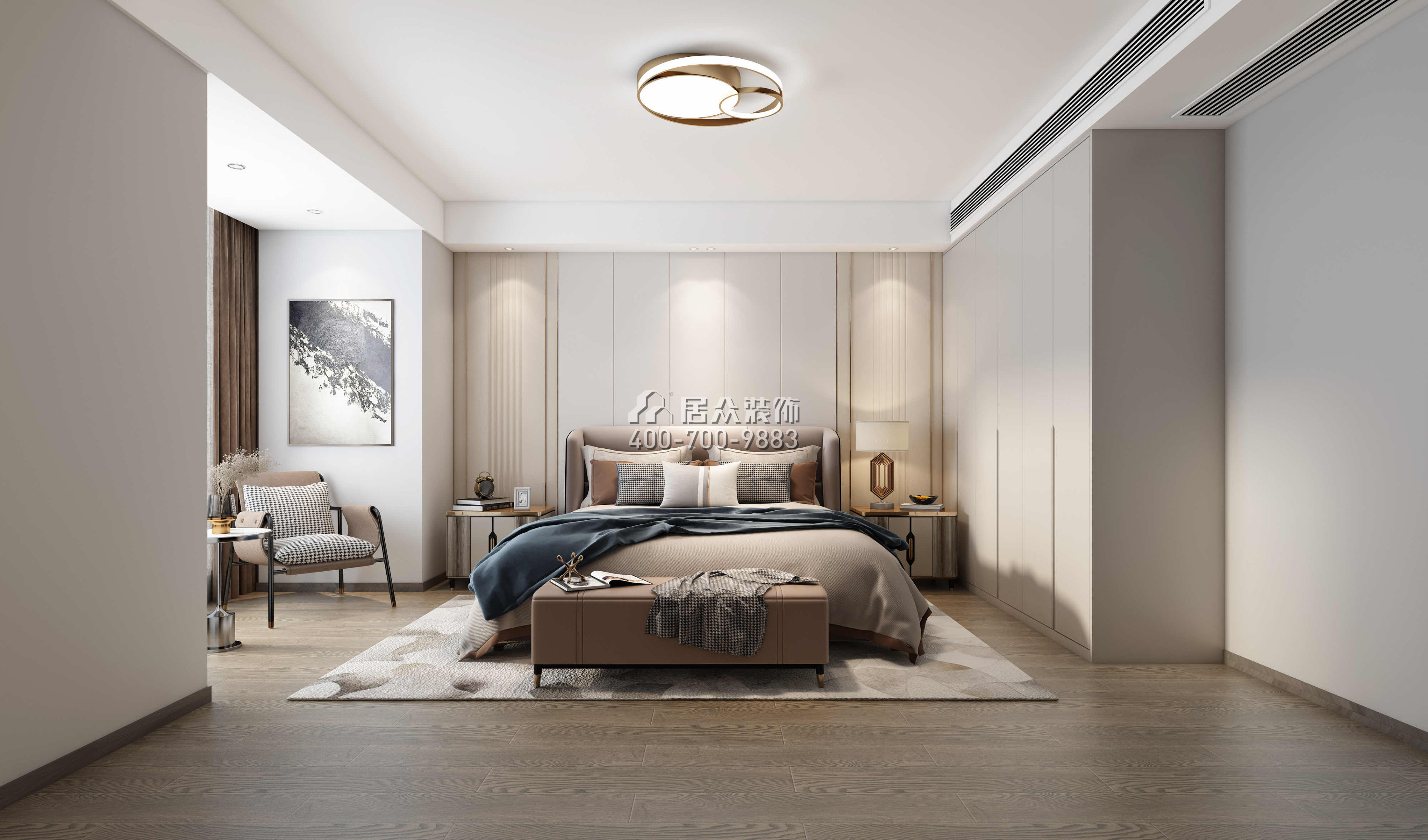 星河丹堤145平方米现代简约风格平层户型卧室装修效果图