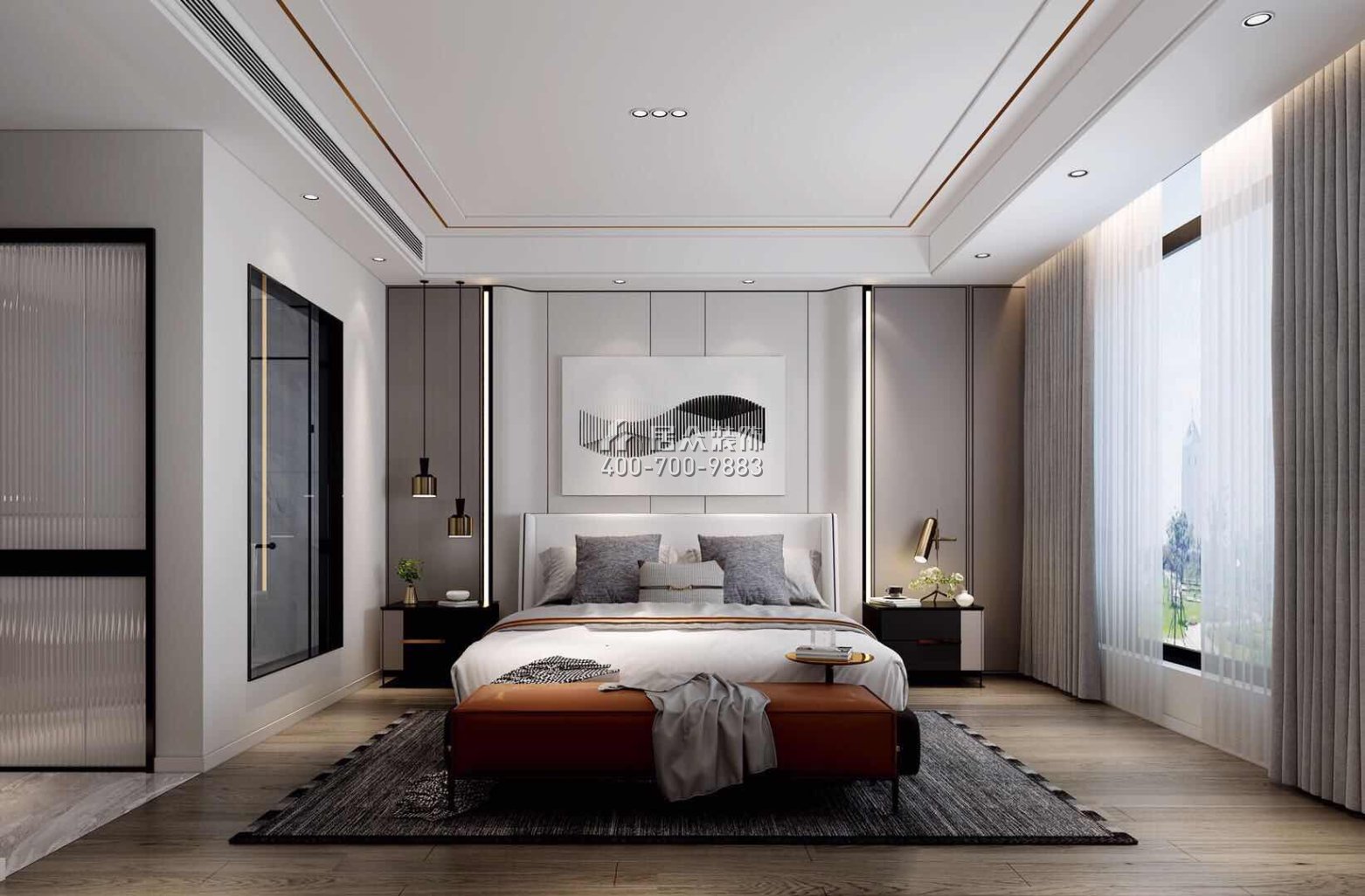 自建房300平方米現代簡約風格平層戶型臥室裝修效果圖
