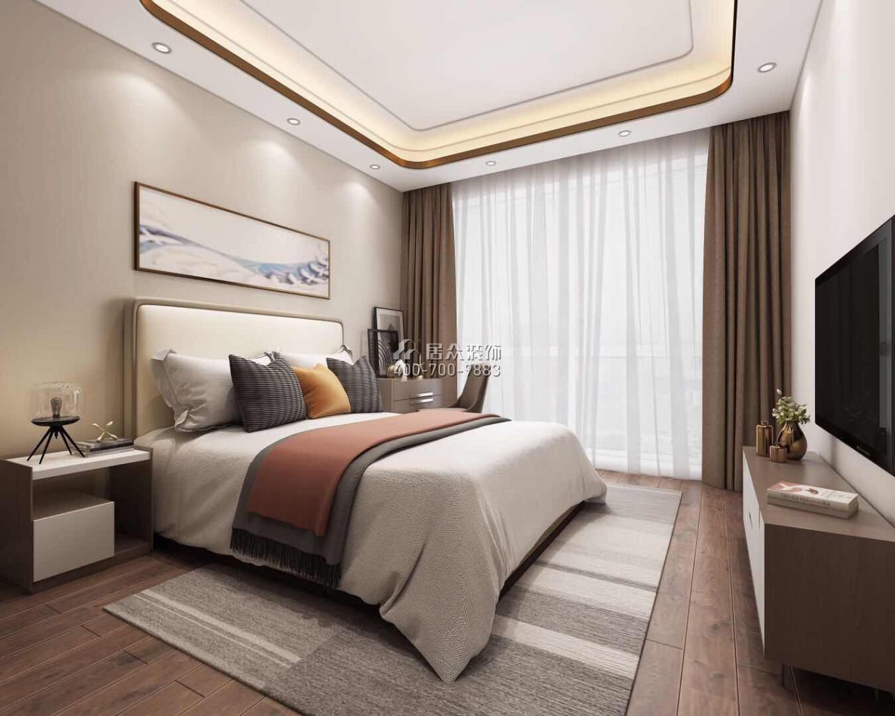 阳光粤海155平方米现代简约风格平层户型卧室装修效果图