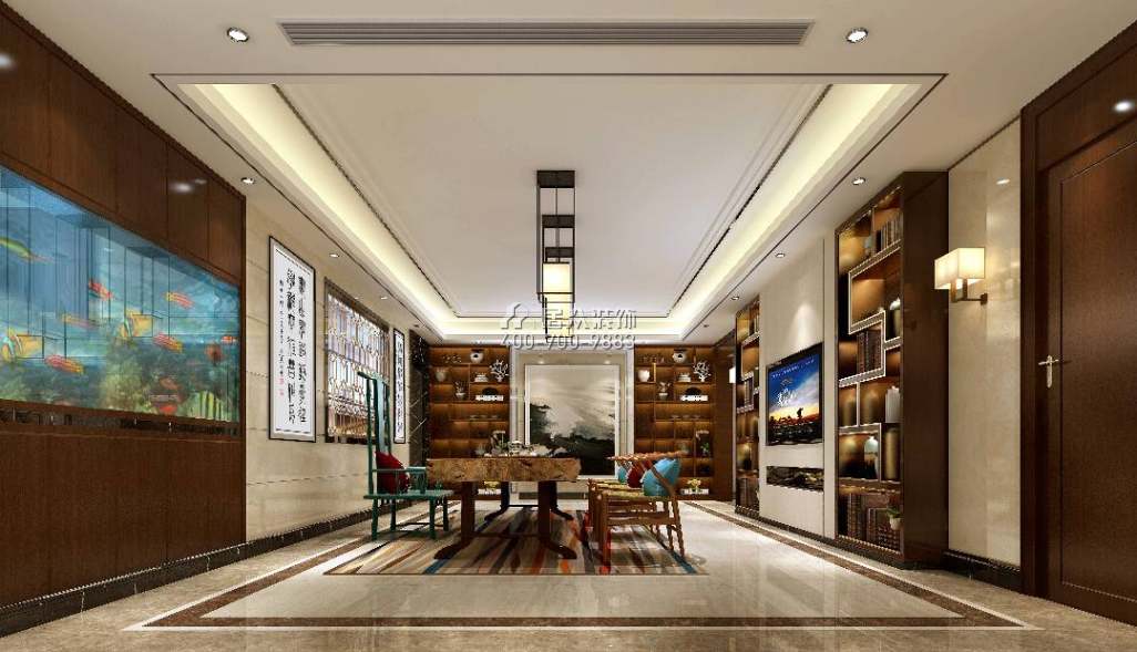 帝景湾370平方米中式风格平层户型餐厅装修效果图