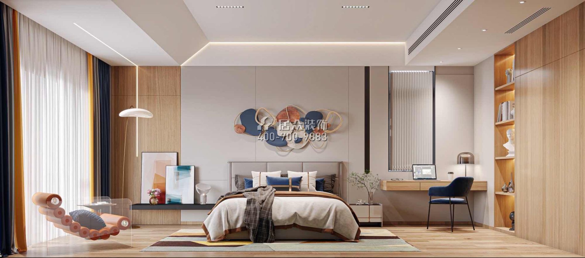 翠湖香山480平方米现代简约风格别墅户型卧室装修效果图