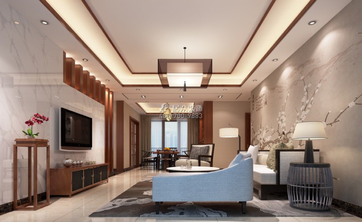 凯景中央首座142平方米中式风格平层户型客厅装修效果图