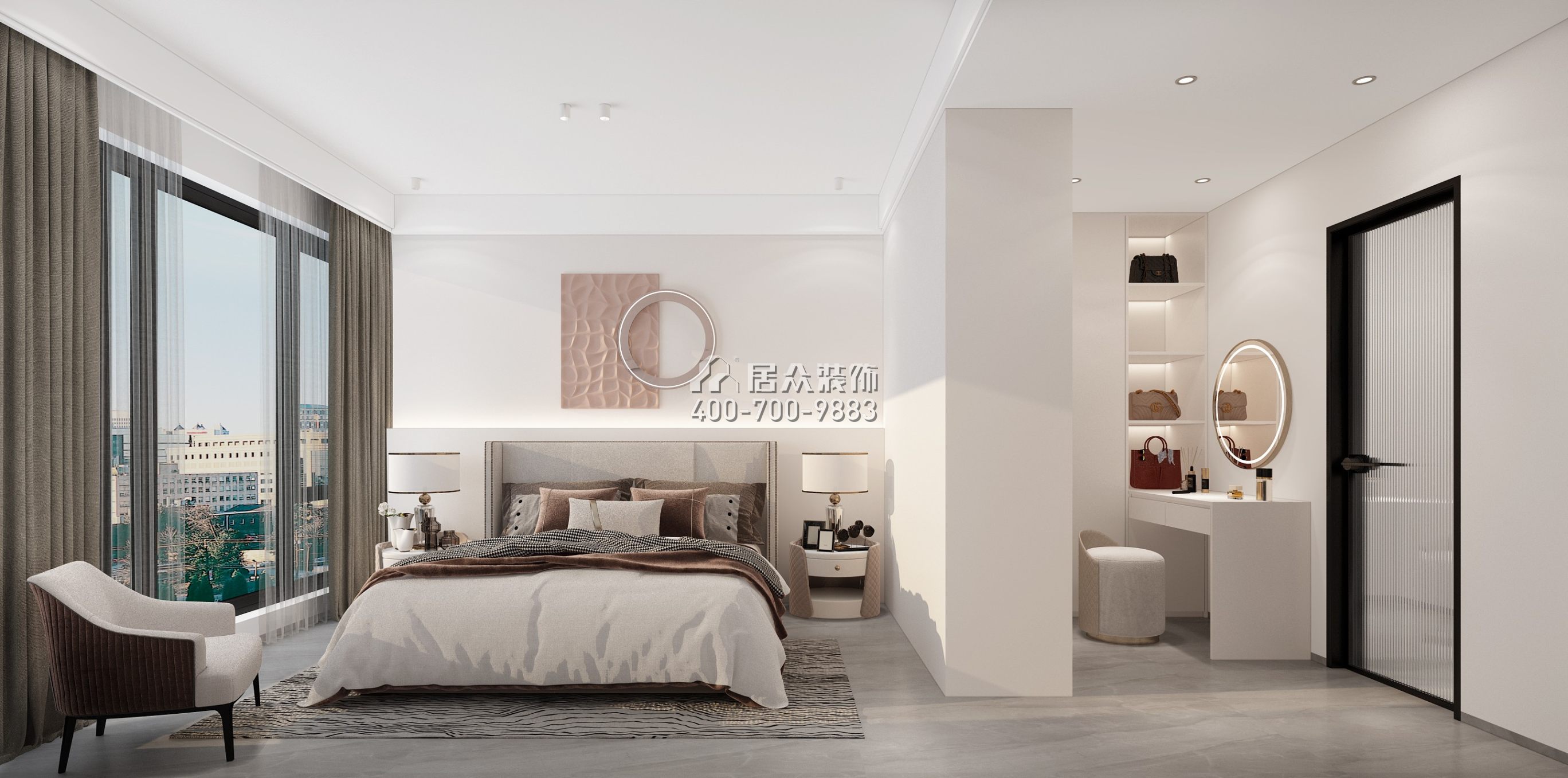 华晖云门100平方米现代简约风格平层户型卧室装修效果图
