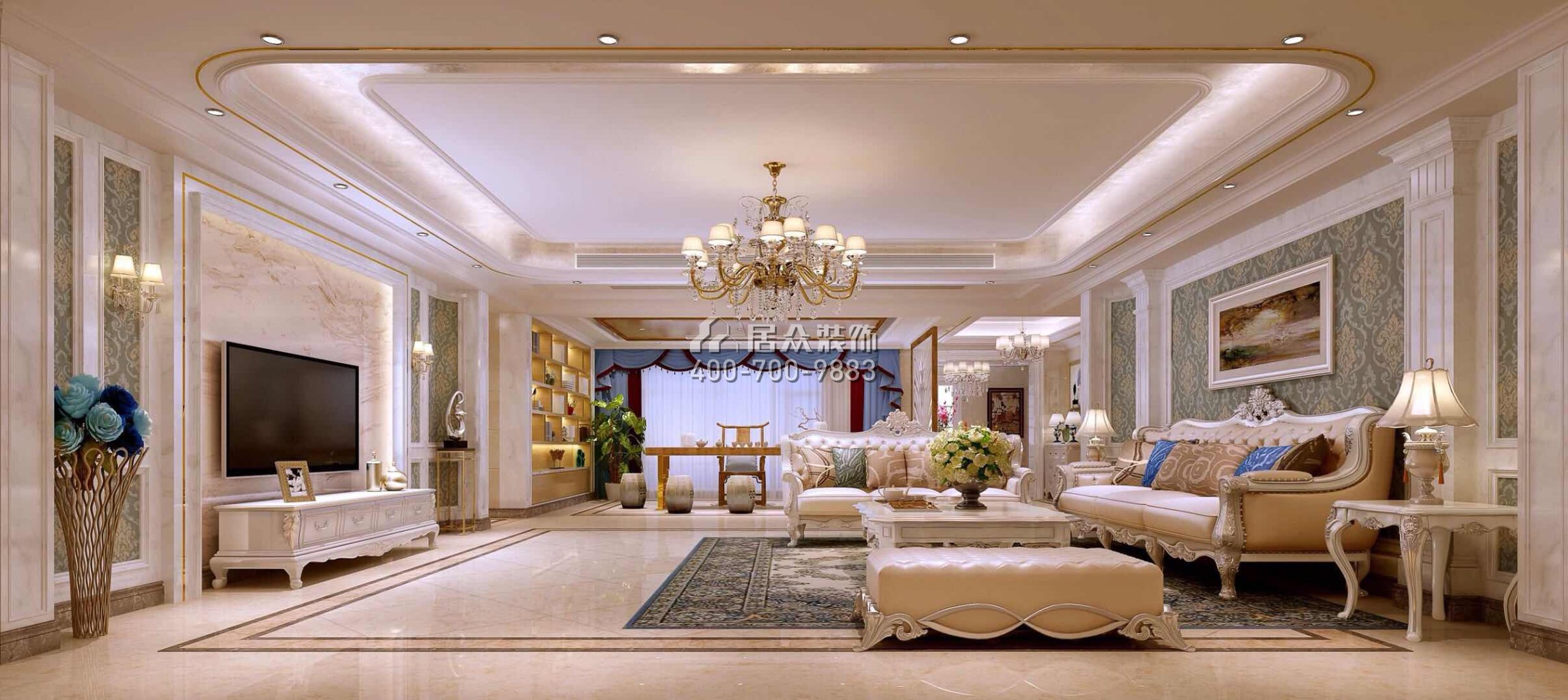 中海水岸城七期262平方米欧式风格平层户型客厅装修效果图