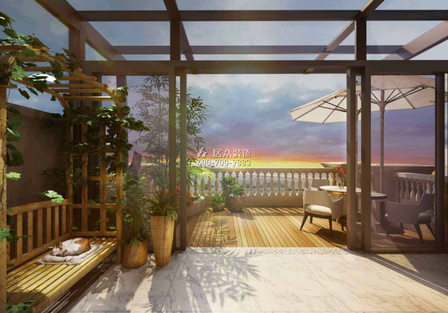 常德碧桂園600平方米美式風格別墅戶型陽光房裝修效果圖