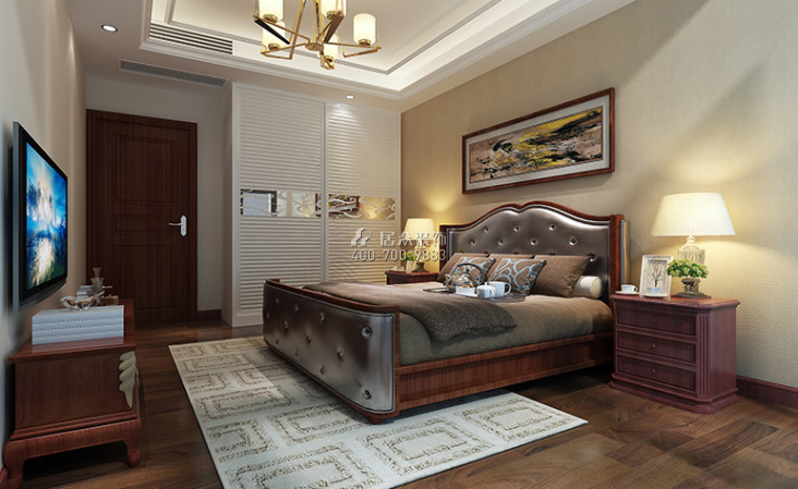 保利紫山260平方米现代简约风格别墅户型卧室装修效果图
